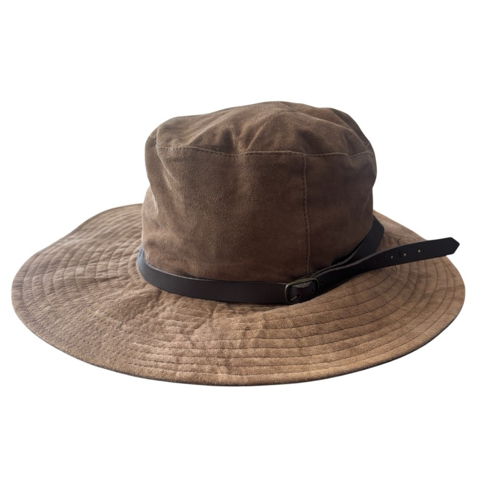 Lauren Ralph Lauren Brown Wide Brim Safari Hat Leather Belt Trim Size M - Picture 4 of 5